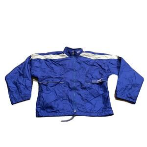 Vintage 90s Asics Windbreaker Mens Blue Full Zip Track Jacket Size L LARGE